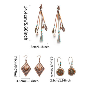 Ethnic Style <b>Drop</b> Earrings Antique <b>Bronze</b> Plated Tassel Women's Fashion Jewelry Alloy Imitation Pearl Beaded Earrings - Product Image 5