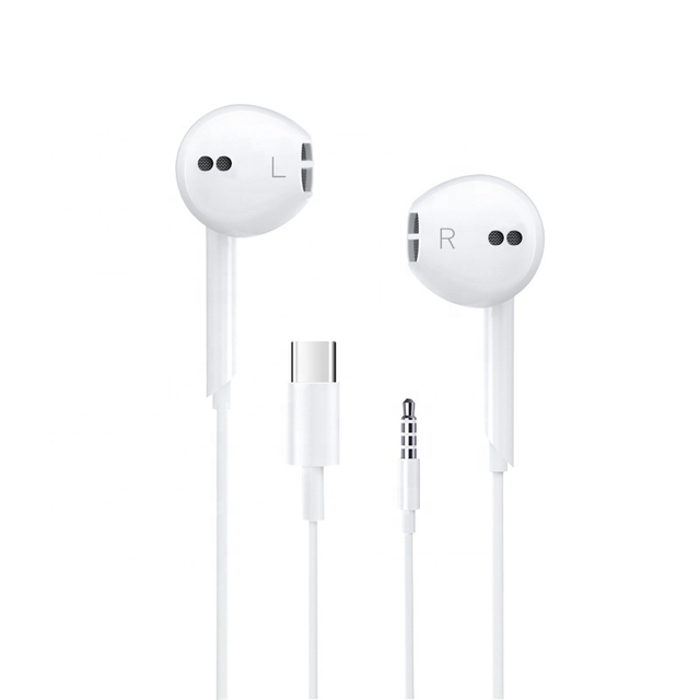 Wholesale Price 3.5mm Type C Earphones Accessories Stereo Earbud In-ear Headphones with Microphone Basic Wired Earphones