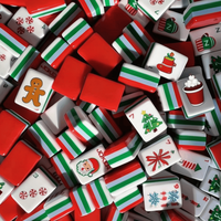 Stock en EE. UU., Mahjong de Lujo Acrílico, Fichas de Mahjong Americanas Personalizadas de 4 Capas, Juego de Mahjong con 160 Fichas, Juego de Fichas Rojas de Navidad