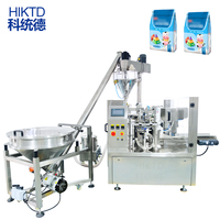 Machine de remplissage, d'emballage et de bouchage rotative entièrement automatique à huit postes pour sachets à bec verseur, pour petites entreprises, fournie par l'usine