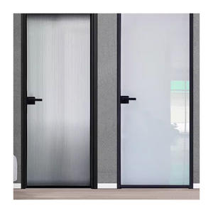 Augurare Design rustico <span class=keywords><strong>grigio</strong></span> vetro temperato con cornice in alluminio francese <span class=keywords><strong>porta</strong></span> a <span class=keywords><strong>battente</strong></span> anteriore in acciaio per interni - Product Image 5