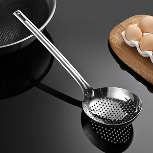 Stainless Steel Large Strainer Spoon With Perforated Bowl For Cooking Noodles And Dumplings Kitchen Tool - Product Image 1