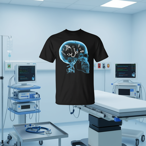Camiseta con diseño de rayos X de calavera para la industria médica, unisex, para adultos, color negro - Product Image 3