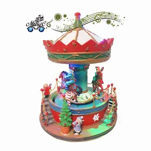 크리스마스 선물을 위한 아이를 가진 이동하는 취미 말을 가진 회전급강하 음악 바퀴 동상 LED carrousel를 가진 수지 Merry-go-round
