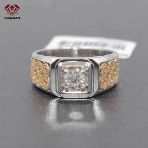 Qianjian החדש Custom מתכוונן טבעות Moissanite לבן זהב טבעת סט Anillos עבור גברים - Product Image 3