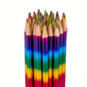 Coffrets de dessin personnalisés OEM avec crayons colorés, 4 couleurs, crayons de couleur à mine arc-en-ciel en bois, modèle Qx-D045 Cn Zhe - Product Image 4