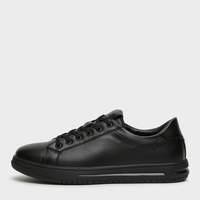 Sepatu Sneakers Kulit Hitam Klasik Tali Sepatu Nyaman Kasual untuk Jalan-Jalan Pria Wanita Unisex Harga Pabrik Grosir Custom OEM ODM