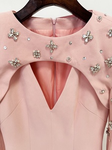 Robe <span class=keywords><strong>longue</strong></span> de <span class=keywords><strong>soirée</strong></span> élégante pour femme OUDINA, de haute qualité, ornée de perles et de diamants, avec manches cape longues - Product Image 6