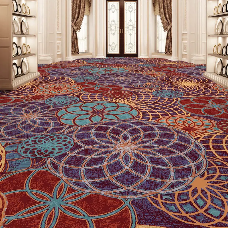 Pemasok Karpet Wol Kamar Hotel Bintang 5 Desain Modern Karpet Hotel Mewah Roll Grosir Karpet Pelari Hotel