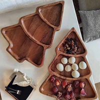 Creatieve Kerst En Nieuwjaar Boomvormige Fruitplaat Gepolijst Hout Snack En Huishoudelijke Decoratieve Schotel Wegwerp