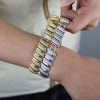Bracelet élastique tendance pour femme, 15 mm de large, micro-incrusté de zircon en forme de boule, plaqué cuivre, idéal comme cadeau