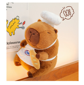 Peluche Chef Capybara personnalisable, avec chapeau de chef, ours en peluche, coussin réconfortant pour la décoration intérieure, vente en gros, jouet mignon - Product Image 3