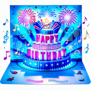 Carte d'anniversaire 3D pop-up musicale avec <span class=keywords><strong>bougie</strong></span> soufflante et lumière <span class=keywords><strong>LED</strong></span> pour solution de marquage de luxe Geburtstage - Product Image 6