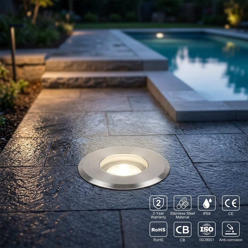 IP68 Waterproof Submersible Stainless Steel Underground Deck Swimming LED Pool Light Inground for Driveway/Swimming Pool
