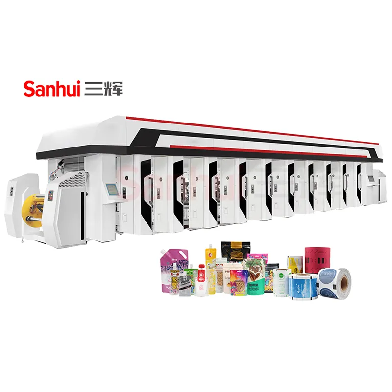 Macchine da stampa rotocalco automatiche a 6-8 colori per sacchetti di plastica di carta e ribobinatrice