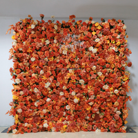 MoKtong Toile de fond murale en fleurs d'oranger 8ft x 8ft, enroulable 5D avec roses en soie réalistes et tournesols pour récolte d'automne, mariage et fête