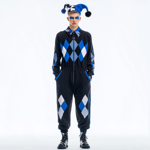 Costume de Clown Effrayant pour <span class=keywords><strong>Homme</strong></span> - Combinaison Rayée en Polyester avec Masque pour Halloween et Cosplay - Product Image 4