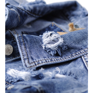 Vestes <span class=keywords><strong>en</strong></span> <span class=keywords><strong>jean</strong></span> bleu diamant troué pour femmes Vestes et manteaux pour femmes Marques de jeans italiennes - Product Image 6