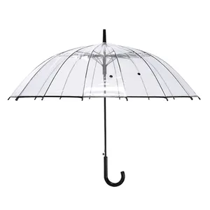 중국 공장 사용자 정의 야외 투명 웨딩 광고 우산, 판촉 선물 비 우산/