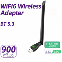 Adaptador WiFi USB Inalámbrico Mini de Doble Banda 802.11ax AX900 WiFi 6 BT 5.3 2 en 1 para PC, Accesorios para Tarjetas de Red, Baja Latencia