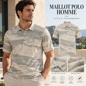 Maillot Polo Homme Imprimé Abstrait Performance Léger Extensible Respirant Séchage Rapide Golf Resort Activewear Vêtements pour Hommes - Product Image 1
