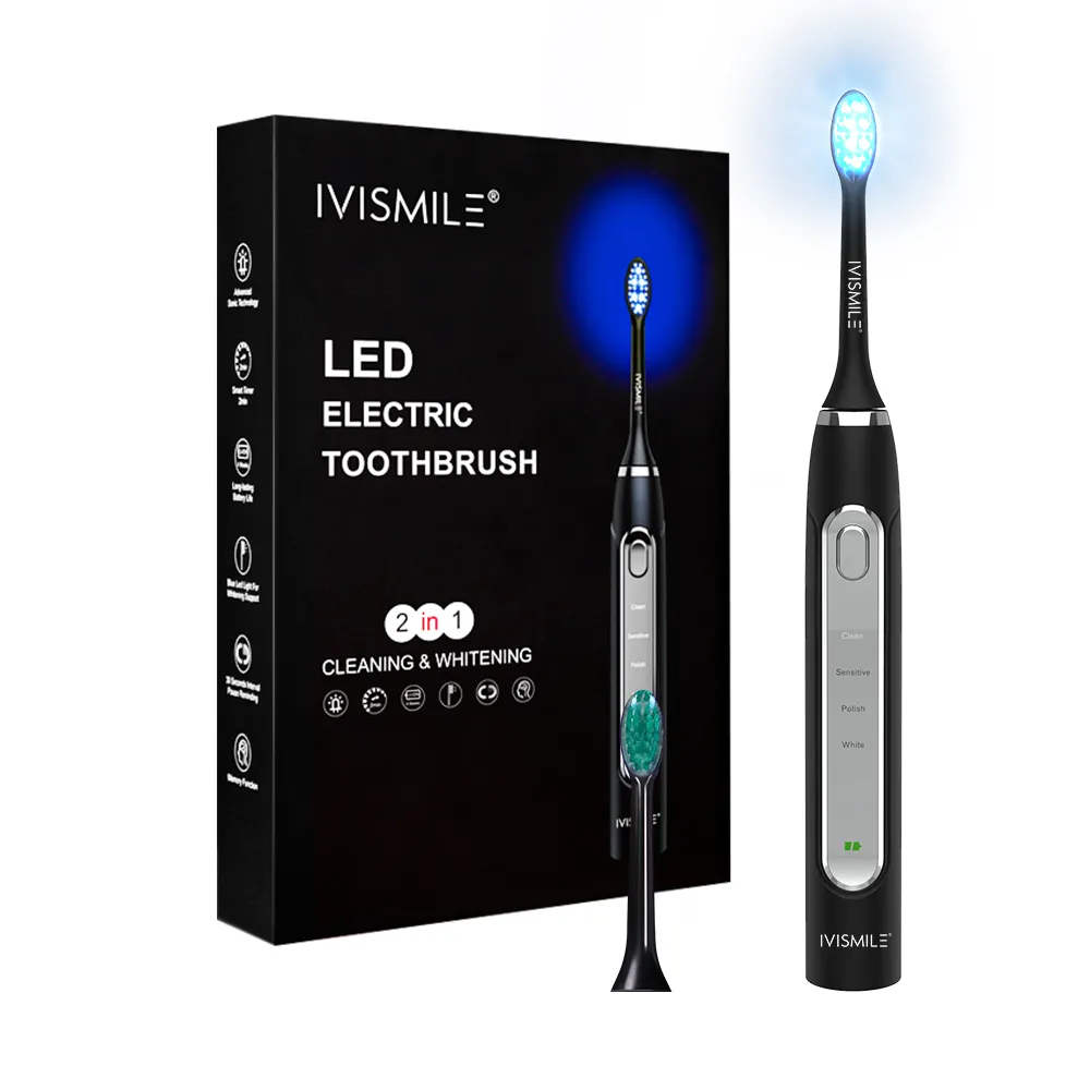 IVISMILE แปรงสีฟันไฟฟ้าแบบมืออาชีพ,ไฟ LED สีฟ้าทำให้ฟันขาวขึ้น