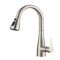 Robinet de cuisine moderne monocommande à poser, en acier inoxydable, avec valve en céramique, mitigeur chaud/froid monotrou pour évier de cuisine