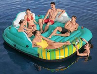 Meilleure île de fête flottante de plage gonflable de haute qualité pour 6 personnes salon ensoleillé tapis flottant personnalisé pour piscine