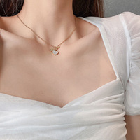 Collier tendance 2026 en alliage de zinc avec pierre naturelle, motif cœur à une flèche, chaîne en bambou géométrique minimaliste pour femme, avec zircon cubique