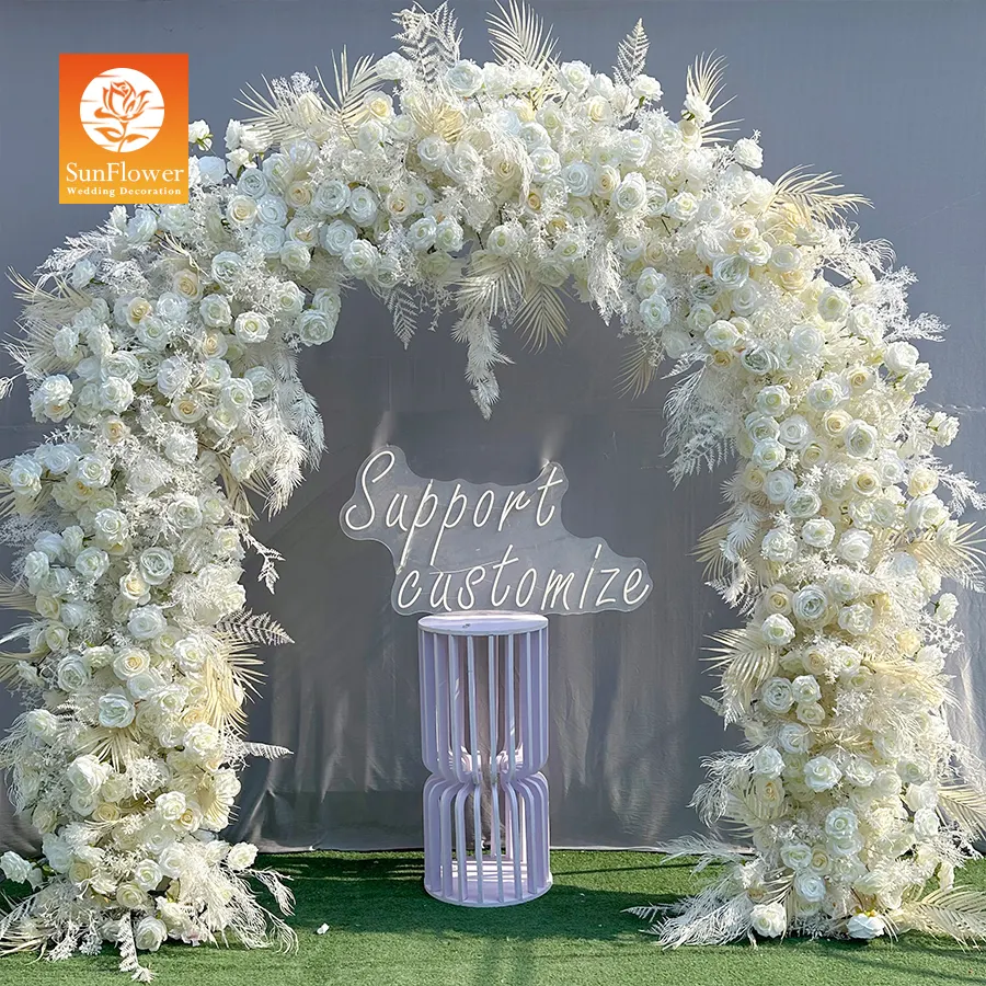 Sunwedding 3d Bruiloft Boog Kunstmatige Bloem Decoratie Bruiloft Achtergrond Bloemenboog