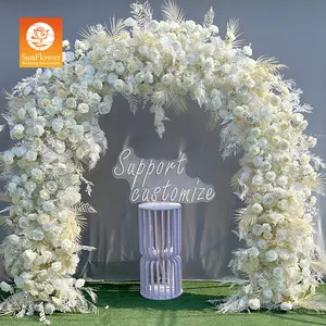 Sunwedding Arche de mariage 3d Fleurs artificielles Décoration Toile de fond de mariage Arche florale