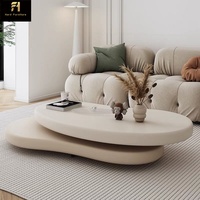 Table basse de forme irrégulière blanche minimaliste nordique, table basse créative en forme de nuage de style japonais Wabi Sabi