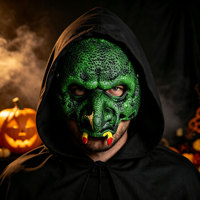 Masque de sorcière du Dämon Vert d'Halloween, demi-masque de monstre effrayant pour cosplay et déguisement, vente en gros
