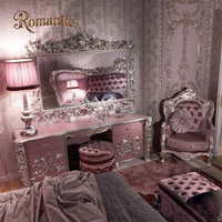 Lit de Luxe Classique en Bois Massif avec Tête de Lit Élargie Style Royal Européen, Taille King, Personnalisable, Ensemble de Meubles de Chambre