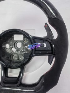 Volante Deportivo Personalizado de Fibra de Carbono con Luces LED y Levas de Cambio para VW - Volkswagen Serie MK5 <span class=keywords><strong>Golf</strong></span> GTI <span class=keywords><strong>R32</strong></span> Passat R36 Polo - Product Image 4