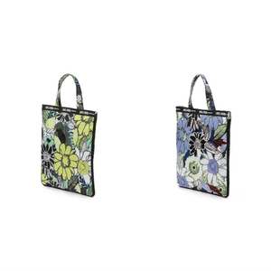Modern Floral Pattern Durable Foldable Waterproof Polyester Handbag with Zipper Closure Chain Strap and Large Capacity - Product Image 2