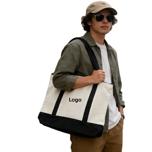 Sac fourre-tout en toile noire à étiquette privée avec fermeture éclair, sac de shopping en coton brodé pour événement ou cadeau - Product Image 4