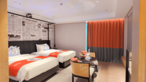 Ensemble complet de meubles de chambre d'hôtel pour hôtel 3 étoiles et 5 étoiles, chambre de luxe avec cadre de lit double en bois massif, fabricant chinois - Product Image 2