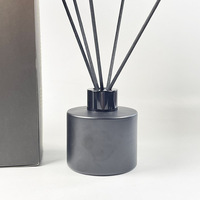 Diffuseur de parfum d'ambiance vide rond noir mat 50ml/100ml avec bâtonnets en rotin noir