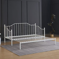 Lit de repos moderne en métal avec lit gigogne extractible, taille double, sommier à lattes en acier, cadre de canapé-lit, aucun sommier tapissier nécessaire pour chambre à coucher et salon