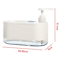 Distributeur de savon 2-en-1 avec support pour éponge, distributeur de savon à vaisselle rechargeable pour évier de cuisine, bouteille à pompe pour savon liquide sur comptoir