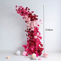 NINI Handgefertigte Hochwertige Seiden-Kunstblumen Rosa-Rote Hornbögen Umweltfreundliches Blumenarrangement für Hochzeiten und Outdoor-Willkommenszeremonien