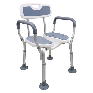 Chaise de douche en alliage d'aluminium 50x52x75cm avec accoudoirs et dossier pour personnes âgées, utilisation dans la salle de bain - Product Image 4