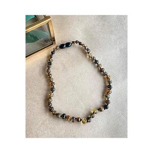 Collana di ambra fossile verde antica per adulti-originale certificata 45cm-collana di ambra baltica
