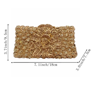 Bolso de Mano Tipo Clutch con Pedrería Floral para Mujer, Brillante, con Cristales, para Bodas, Fiestas Nocturnas - Product Image 6