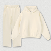 Ensemble de survêtement streetwear respirant et anti-humidité en polaire unisexe, sweat à capuche et pantalon oversize avec poches et cordon de serrage pour l'automne