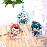 Vente en gros de breloques en acrylique translucide colorées mignonnes et personnalisées, porte-clés en plastique anime pour cadeaux