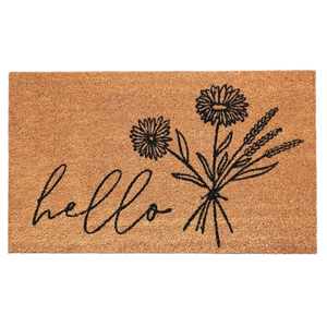 Custom Non-Slip Modern Tufted Floral <b>Thin</b> Artificial Coir & Polyester Home & Hotel Entrance Mat Loop Pile <b>Rug</b> High Quality - Product Image 1