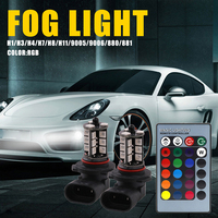 Lampu Kabut LED Mobil 12V 9005 H1 H3 H4 H7 H8 H11 27SMD Kontrol Jarak Jauh Kondisi Baru Lampu Kabut LED Strobo untuk Lampu Mobil