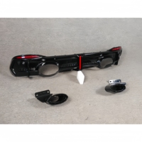 NOUVEAU Diffuseur arrière noir brillant style RS6 avec éclairage LED pour Audi A6 C9 2025+ MY2026 Pièces de tuning pour pare-chocs arrière